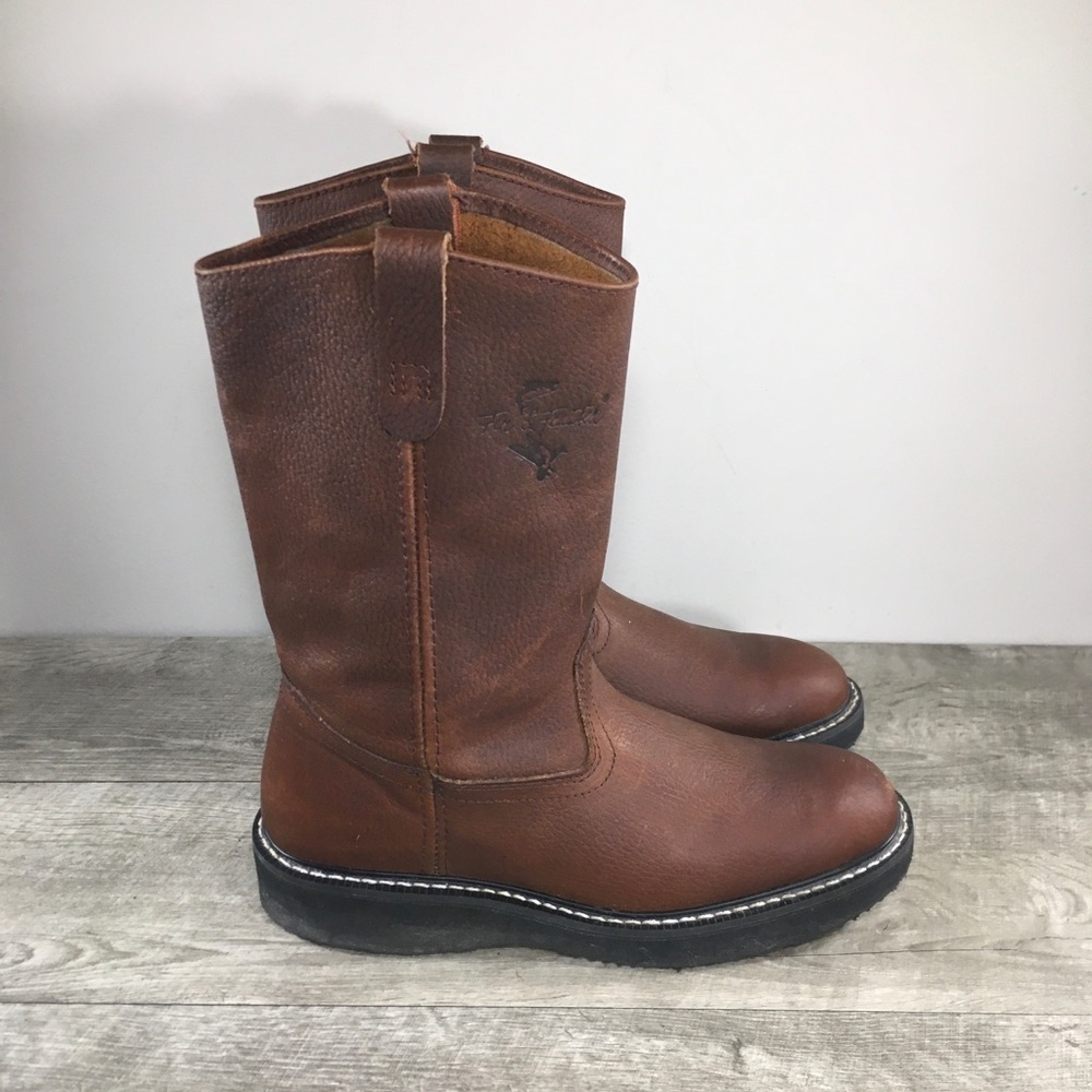 Fin & Feather Wellington Motorcycle Biker Riding Soft Toe Leather Men’s Boots 8